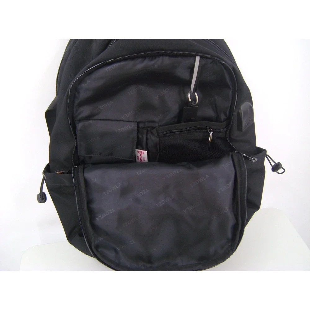Tzowla Business Laptop Backpack Black Travel School Bag with USB Charging Port